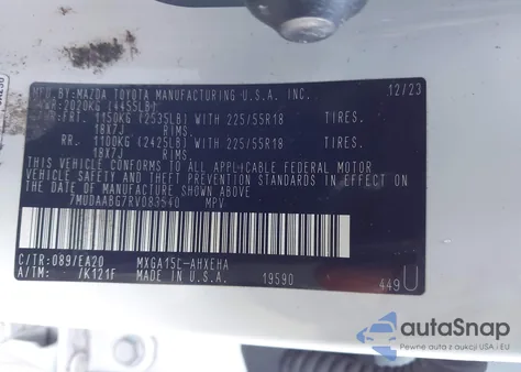 2024 Toyota Corolla Cross Xle from USA, damaged, VIN 7MUDAABG7RV083540